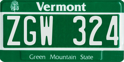VT license plate ZGW324