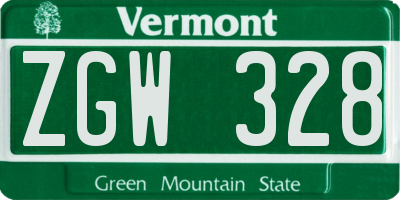 VT license plate ZGW328