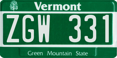 VT license plate ZGW331