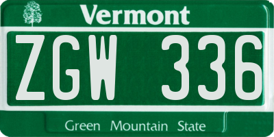VT license plate ZGW336