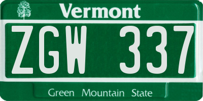 VT license plate ZGW337