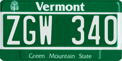 VT license plate ZGW340