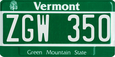 VT license plate ZGW350
