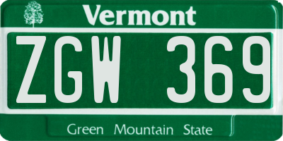VT license plate ZGW369