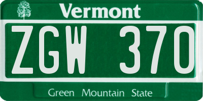 VT license plate ZGW370