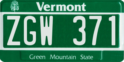 VT license plate ZGW371