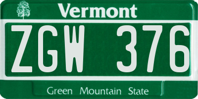 VT license plate ZGW376