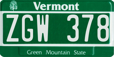 VT license plate ZGW378