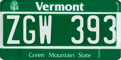 VT license plate ZGW393