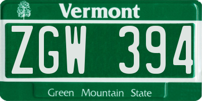 VT license plate ZGW394