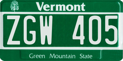 VT license plate ZGW405