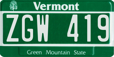 VT license plate ZGW419