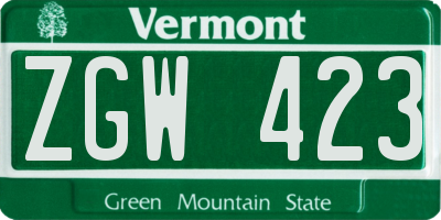 VT license plate ZGW423
