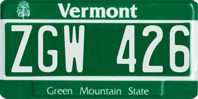 VT license plate ZGW426