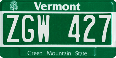 VT license plate ZGW427
