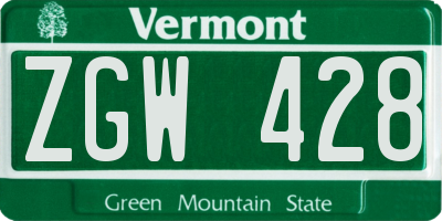 VT license plate ZGW428