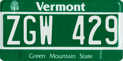 VT license plate ZGW429