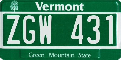 VT license plate ZGW431