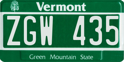 VT license plate ZGW435