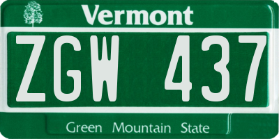 VT license plate ZGW437