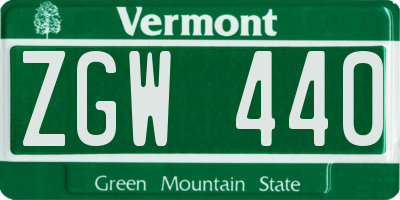 VT license plate ZGW440