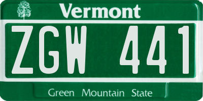 VT license plate ZGW441