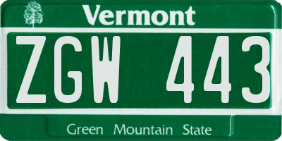VT license plate ZGW443