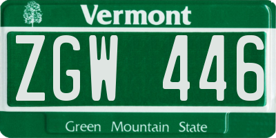 VT license plate ZGW446