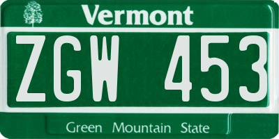 VT license plate ZGW453
