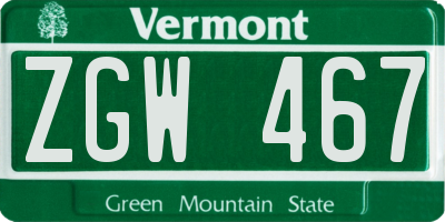 VT license plate ZGW467