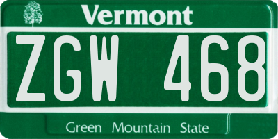 VT license plate ZGW468