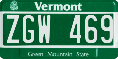 VT license plate ZGW469