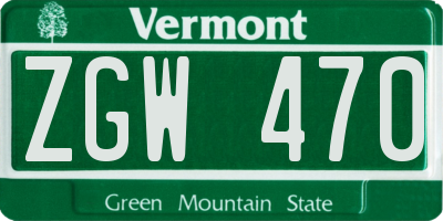 VT license plate ZGW470