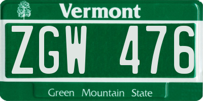 VT license plate ZGW476