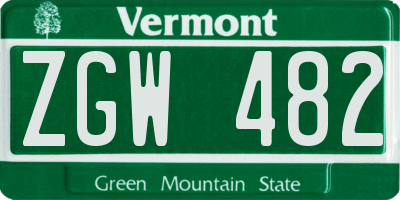 VT license plate ZGW482