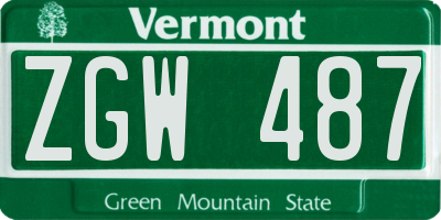 VT license plate ZGW487
