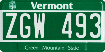 VT license plate ZGW493