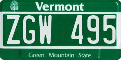 VT license plate ZGW495