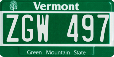 VT license plate ZGW497