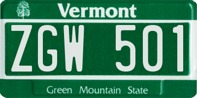 VT license plate ZGW501