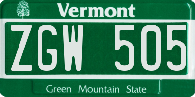 VT license plate ZGW505