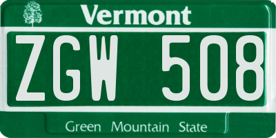 VT license plate ZGW508