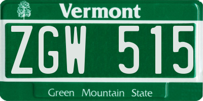 VT license plate ZGW515