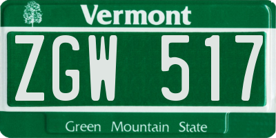 VT license plate ZGW517