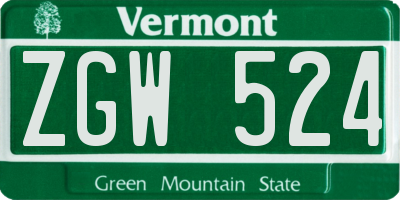 VT license plate ZGW524