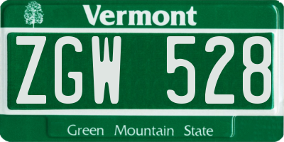 VT license plate ZGW528