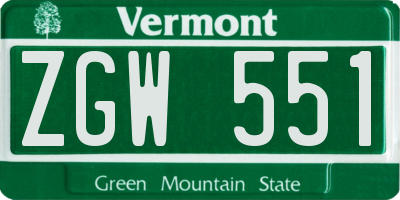 VT license plate ZGW551