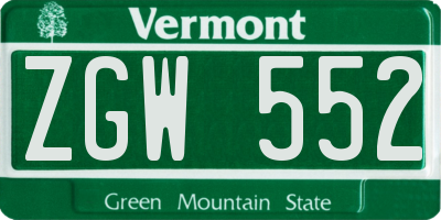 VT license plate ZGW552