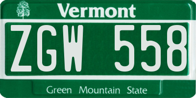 VT license plate ZGW558