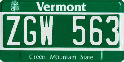 VT license plate ZGW563